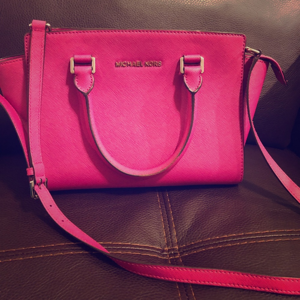 MK Selma Saffiano leather Medium Satchel